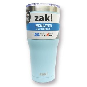Zak! Designs 30 oz, Double Wall Stainless Steel Tumbler, Aqua Blue Cup Hot Cold